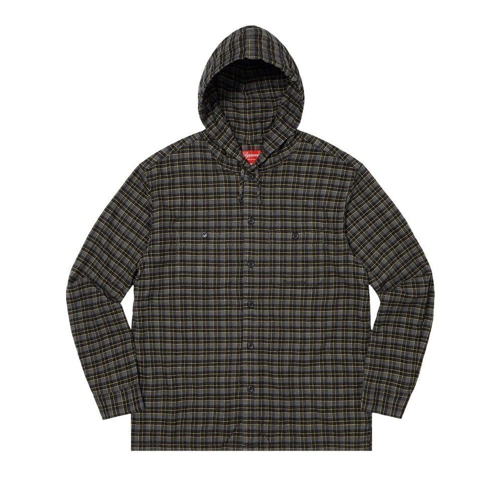 Supreme Hooded Flannel Mini Plaid Shirt Jacket  "Black"